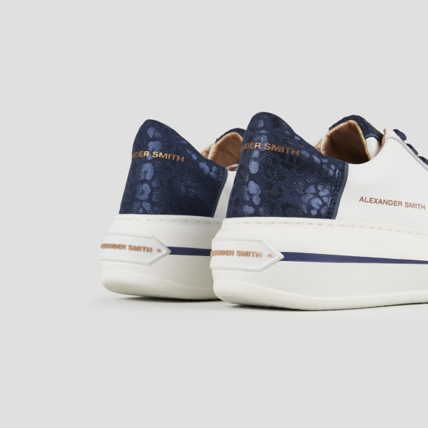 Sneakers Alexander Smith lancaster woman in white leather and spotted laminated blue heel - 4
