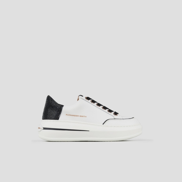 Sneakers Alexander Smith lancaster woman in white leather and black heel with microstuds - 1