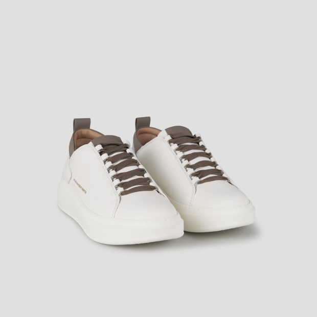 Sneakers Alexander Smith wembley man high frequency in smooth white leather and brown details - 3