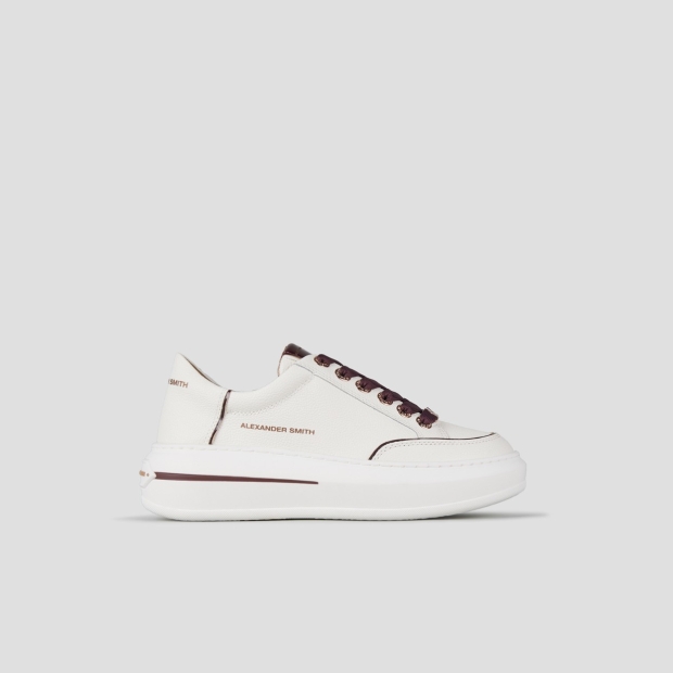 Sneakers Alexander Smith lancaster woman in white bottalato leather and bordeaux details - 1