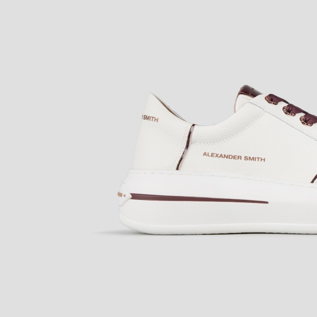 Sneakers Alexander Smith lancaster woman in white bottalato leather and bordeaux details - 2