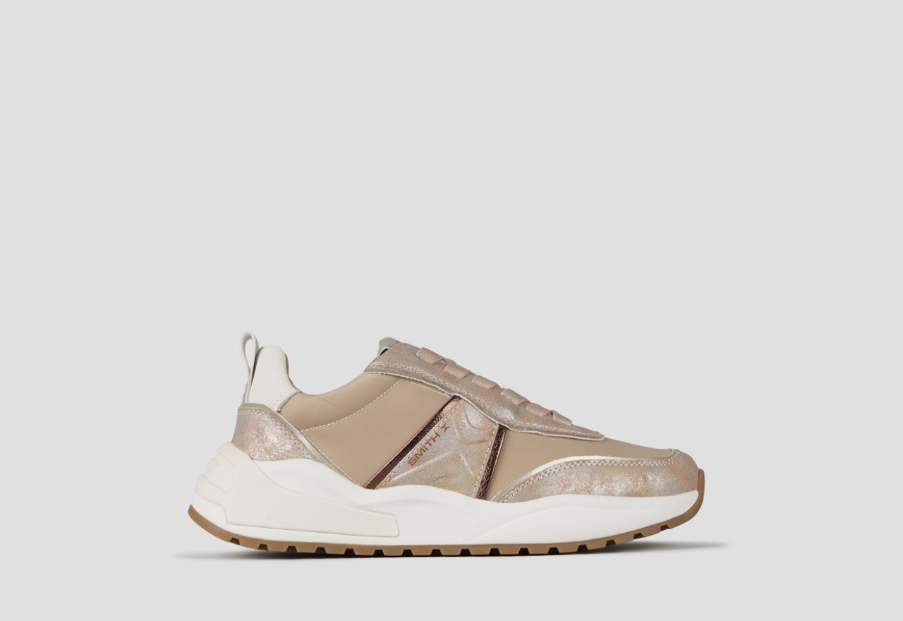 Sneakers Alexander Smith blaze woman in ivory nylon and gold laminated details - 1