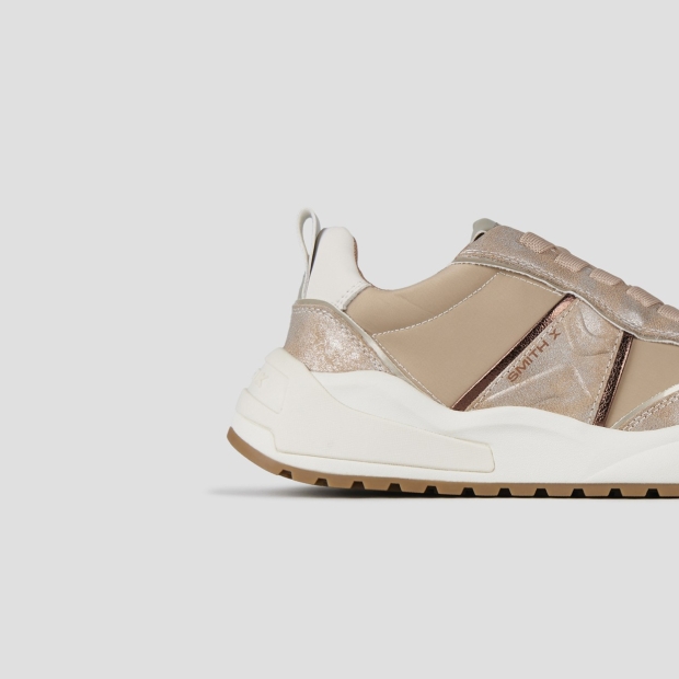 Sneakers Alexander Smith blaze woman in ivory nylon and gold laminated details - 2