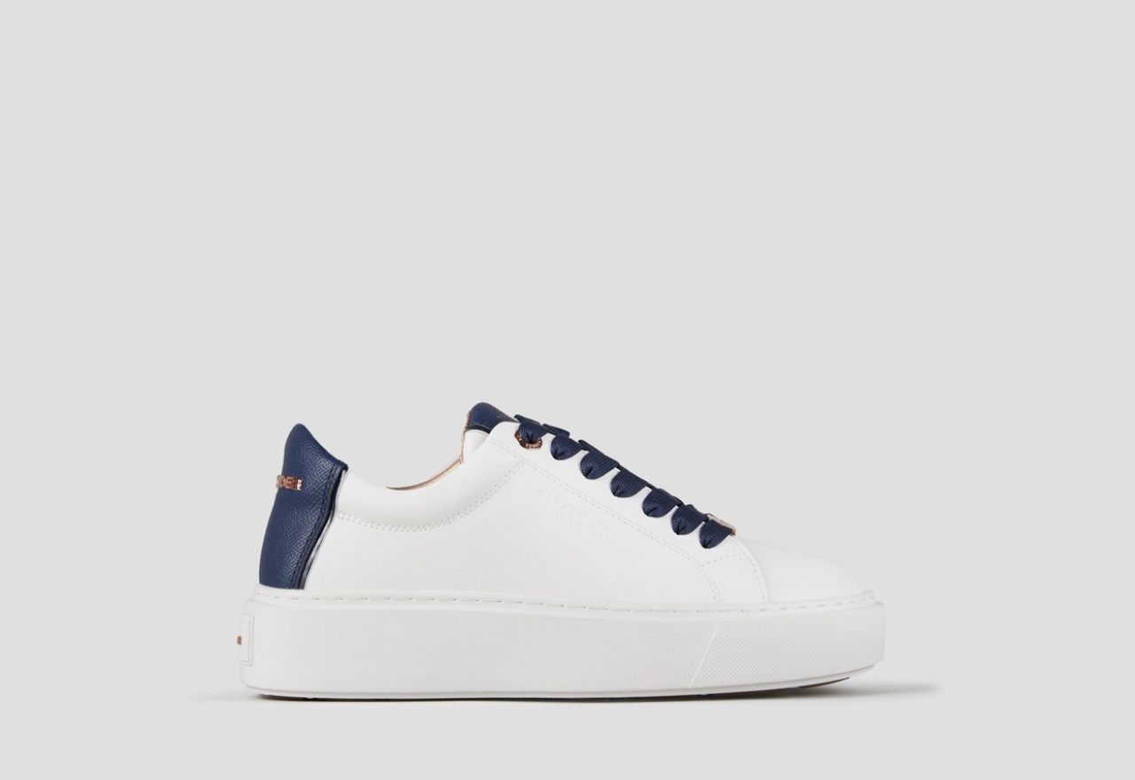 Sneakers Alexander Smith london high woman in smooth white leather and blue palmellato leather heel - 1