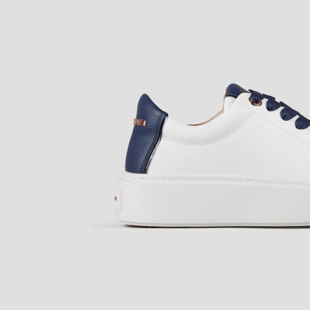 Sneakers Alexander Smith london high woman in smooth white leather and blue palmellato leather heel - 2