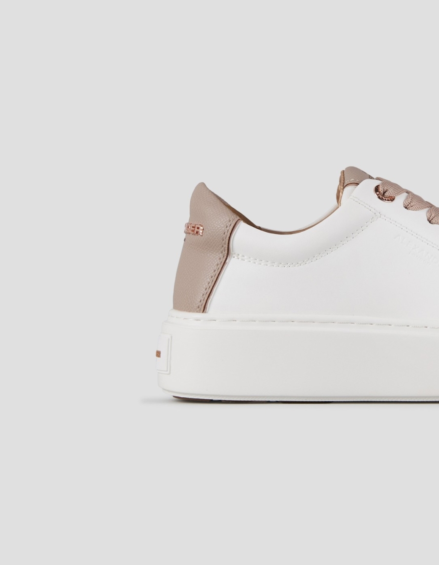 Sneakers Alexander Smith london high woman in smooth white leather and beige palmellato leather heel - 2