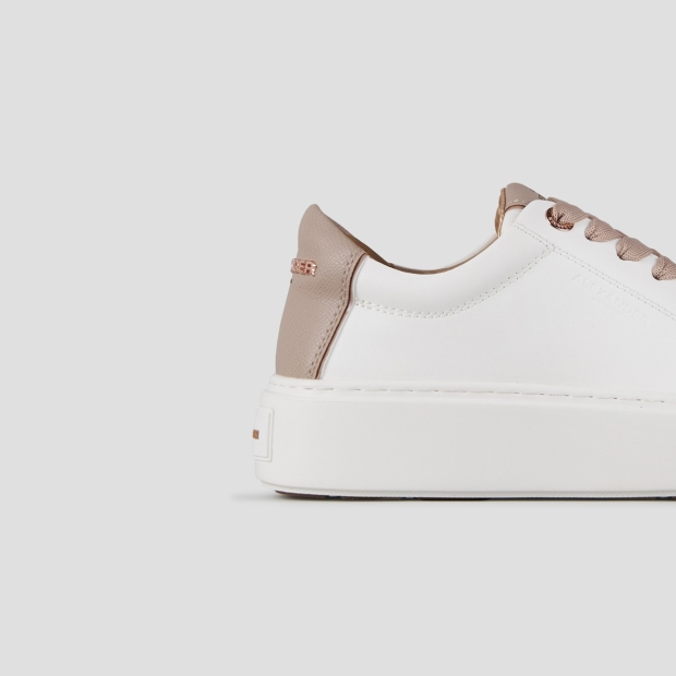 Sneakers Alexander Smith london high woman in smooth white leather and beige palmellato leather heel - 2