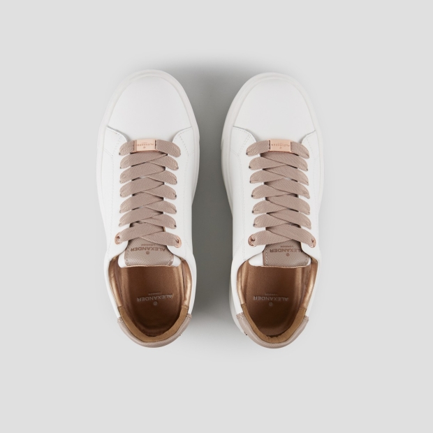 Sneakers Alexander Smith london high woman in smooth white leather and beige palmellato leather heel - 5
