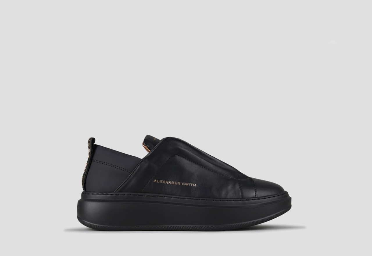 Sneakers Alexander Smith wembley slip-on woman in black leather and black sole - 1