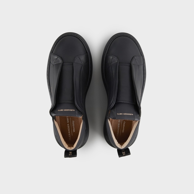 Sneakers Alexander Smith wembley slip-on woman in black leather and black sole - 5