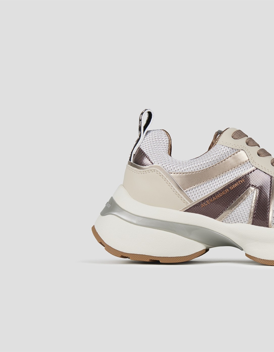 Sneakers Alexander Smith victoria woman in silver mesh with mirror details and brown side logo - 2