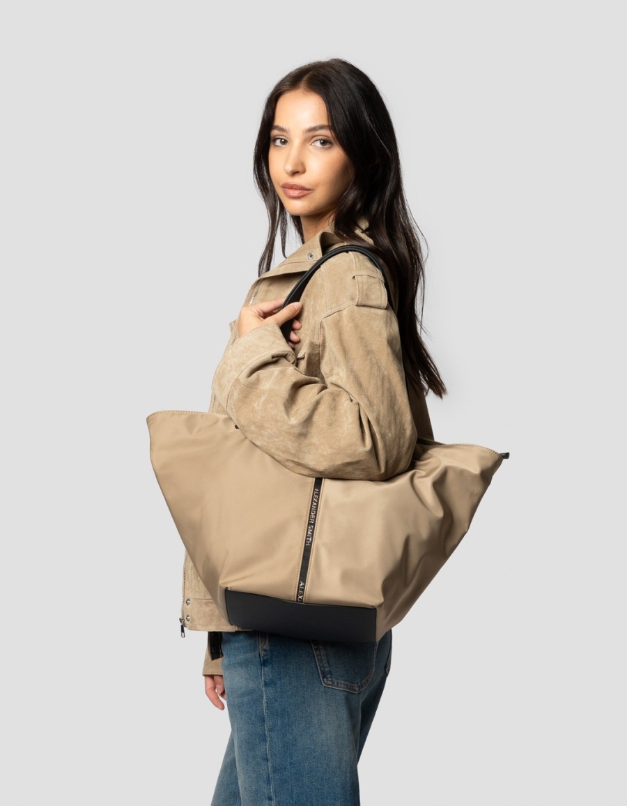 Sneakers Alexander Smith lauren large shoulder bag in beige nylon - 2