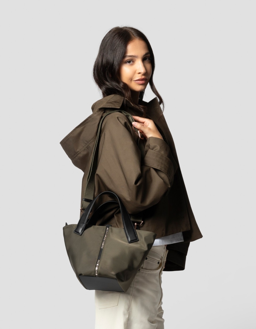 Sneakers Alexander Smith lauren small handbag with shoulder strap in military green nylon - 2