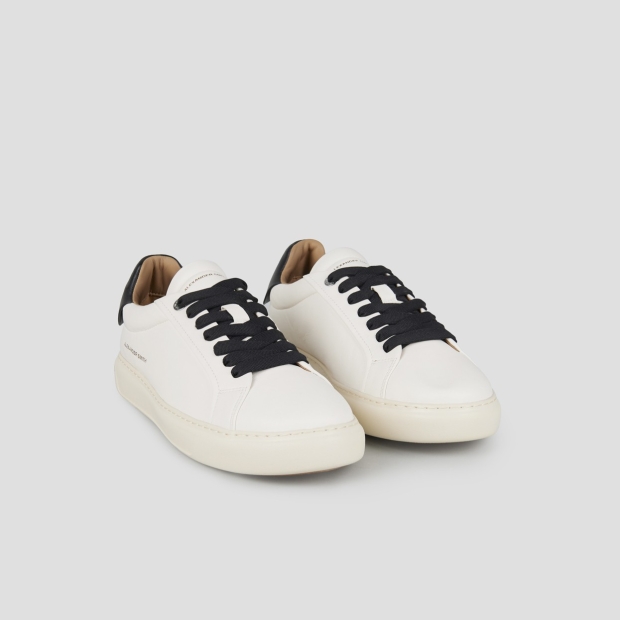 Sneakers Alexander Smith soho man in smooth white leather with black back and laces - 3