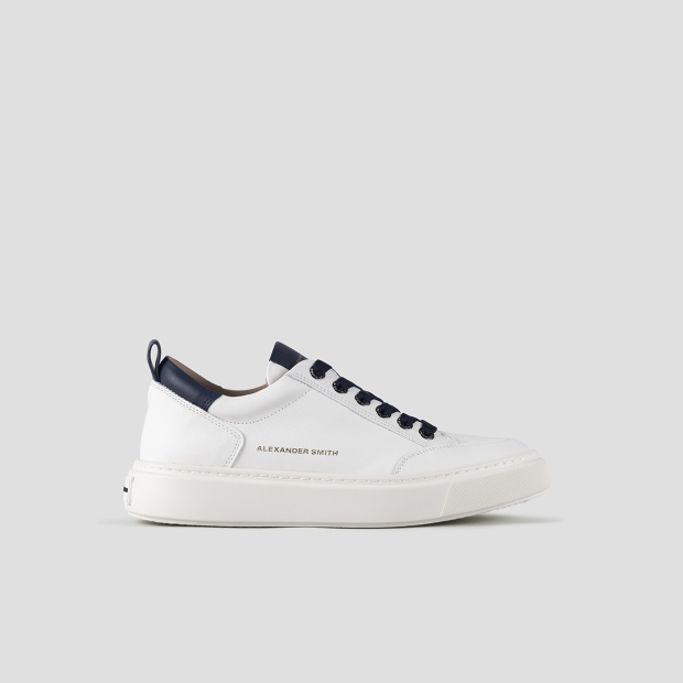 Sneakers Alexander Smith bond man in white goat leather and blue details - 1