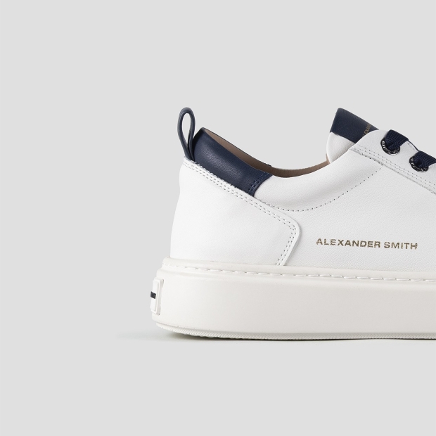 Sneakers Alexander Smith bond man in white goat leather and blue details - 2