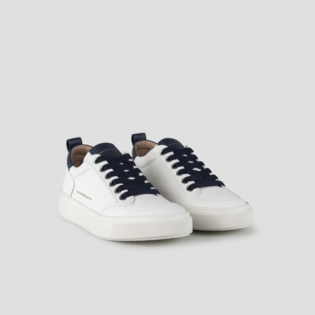 Sneakers Alexander Smith bond man in white goat leather and blue details - 3