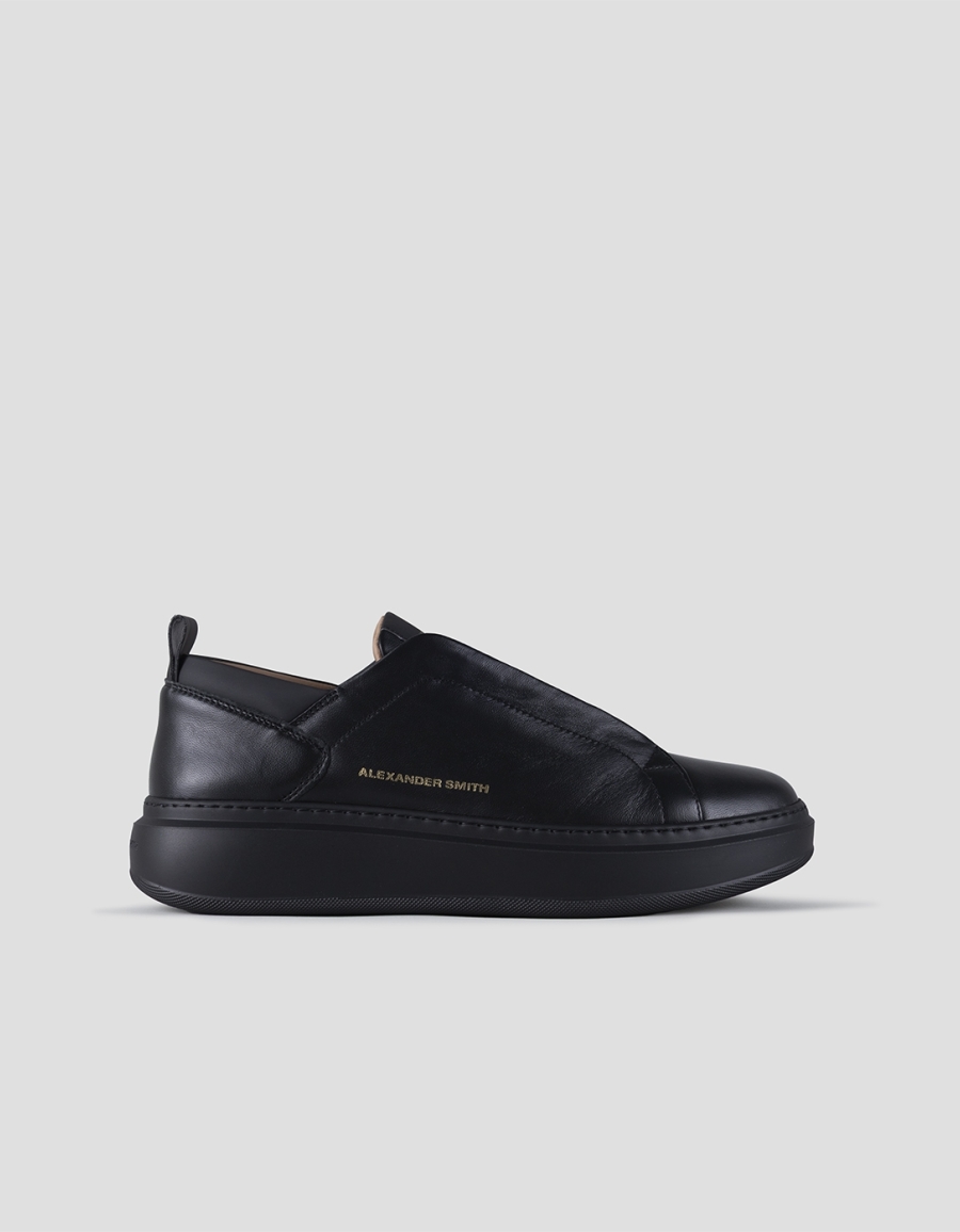 Sneakers Alexander Smith wembley slip-on man in black leather with black sole - 1