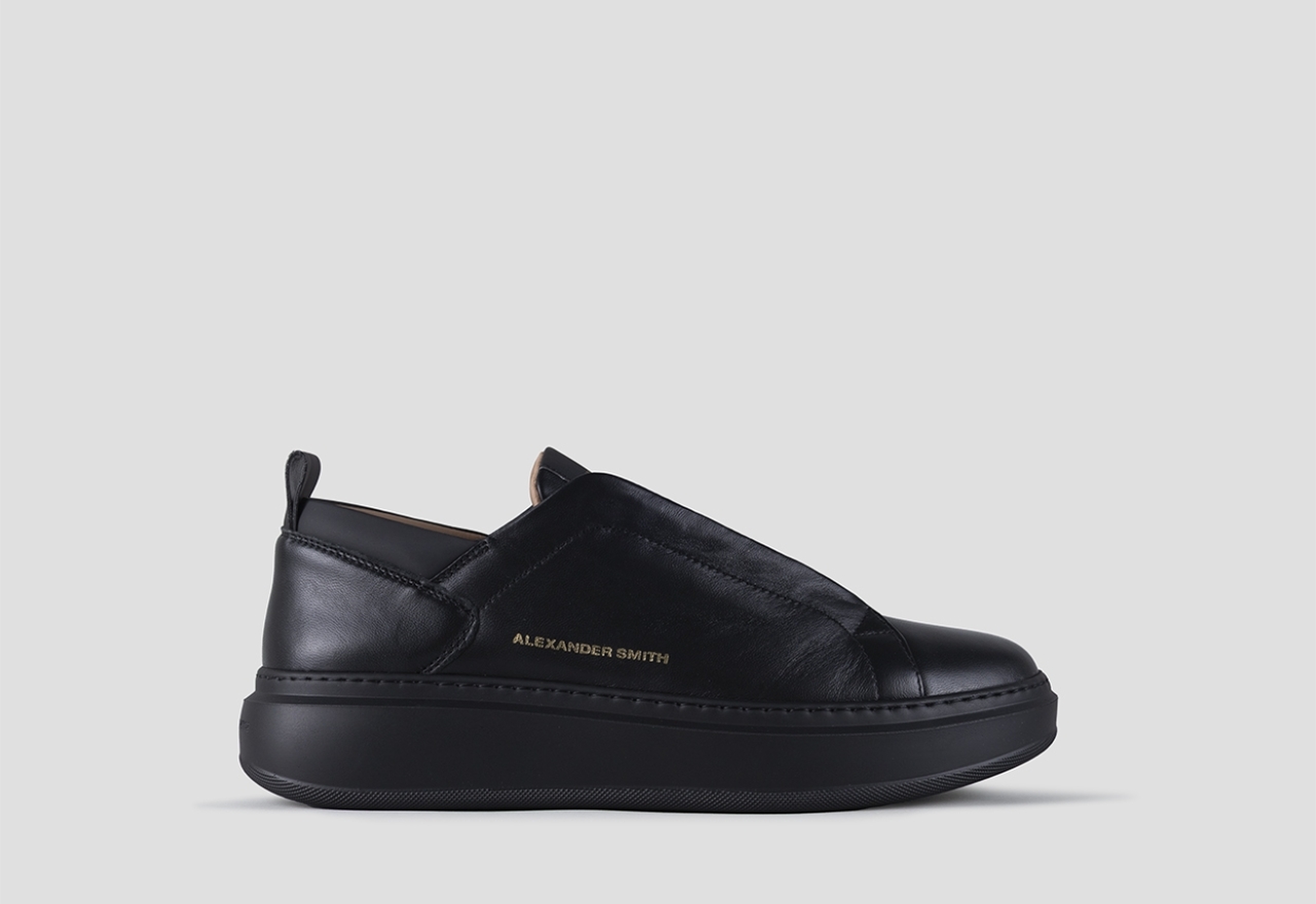 Sneakers Alexander Smith wembley slip-on man in black leather with black sole - 1