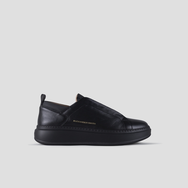 Sneakers Alexander Smith wembley slip-on man in black leather with black sole - 1