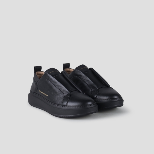 Sneakers Alexander Smith wembley slip-on man in black leather with black sole - 3