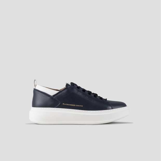 Sneakers Alexander Smith wembley man high frequency in smooth blue leather and white details - 1