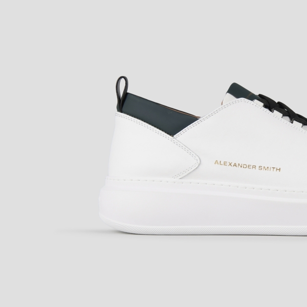 Sneakers Alexander Smith wembley man in smooth white leather and dark green details - 2