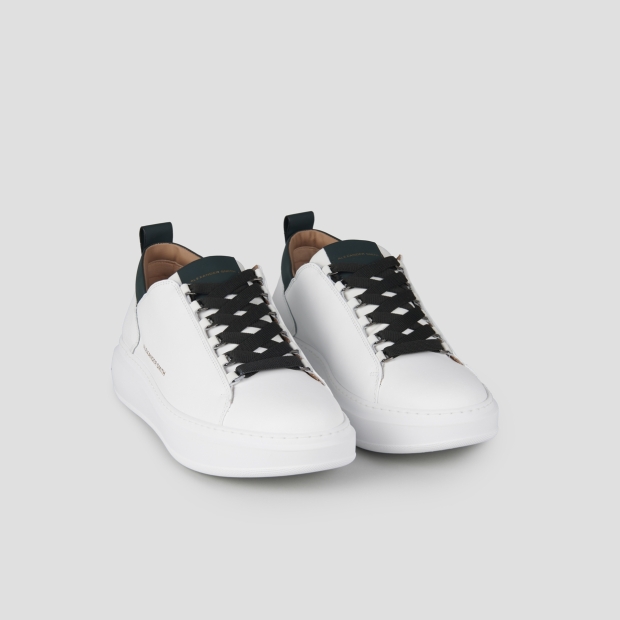 Sneakers Alexander Smith wembley man in smooth white leather and dark green details - 3