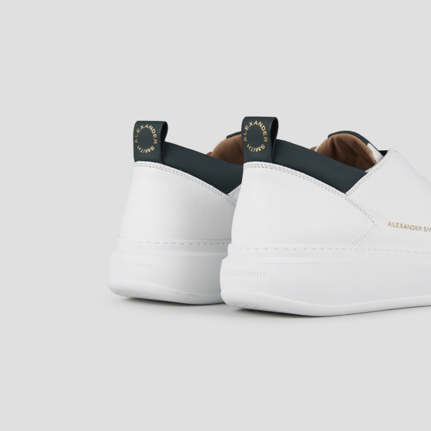 Sneakers Alexander Smith wembley man in smooth white leather and dark green details - 4