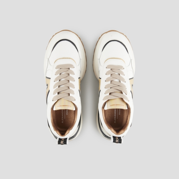 Sneakers Alexander Smith victoria woman in white leather with side logo and details in gold - 5
