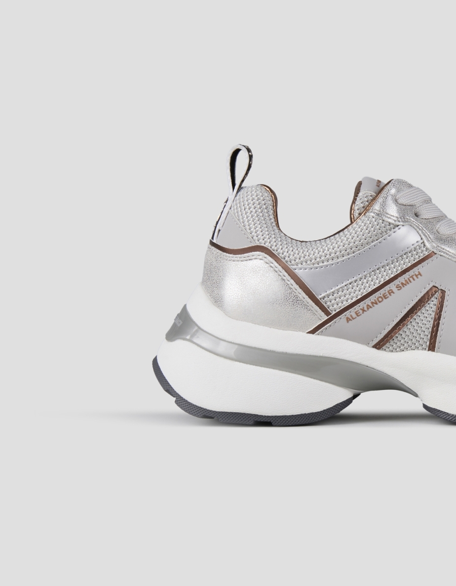 Sneakers Alexander Smith victoria woman in grey mesh and dusty laminated with silver details - 2