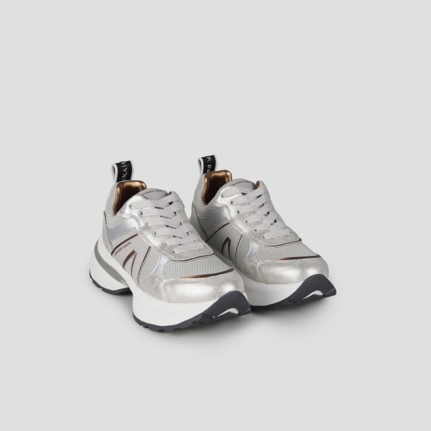 Sneakers Alexander Smith victoria woman in grey mesh and dusty laminated with silver details - 3