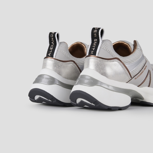 Sneakers Alexander Smith victoria woman in grey mesh and dusty laminated with silver details - 4