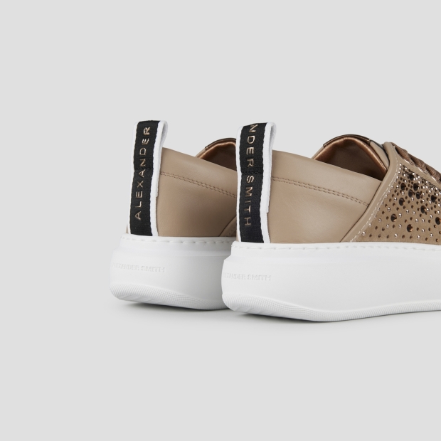 Sneakers Alexander Smith wembley woman in light brown leather and rhinestones - 4