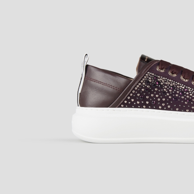 Sneakers Alexander Smith wembley woman in bordeaux leather and rhinestones - 2