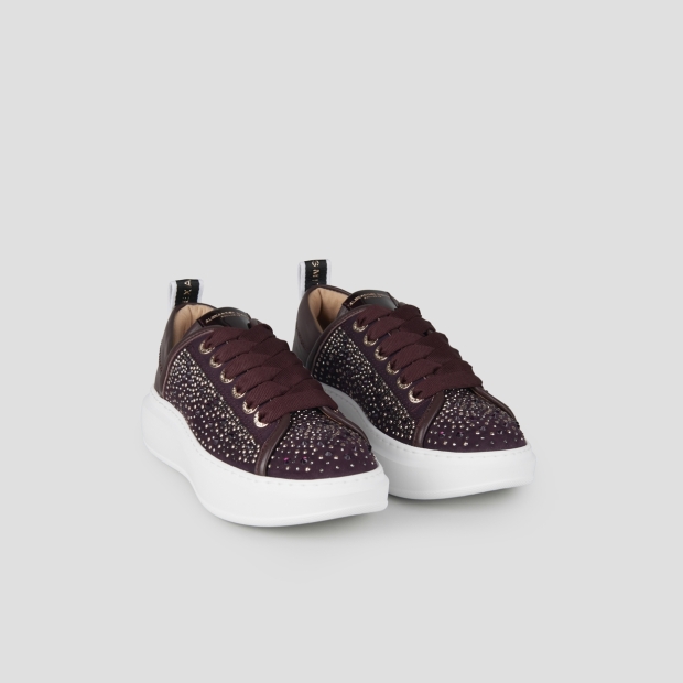 Sneakers Alexander Smith wembley woman in bordeaux leather and rhinestones - 3