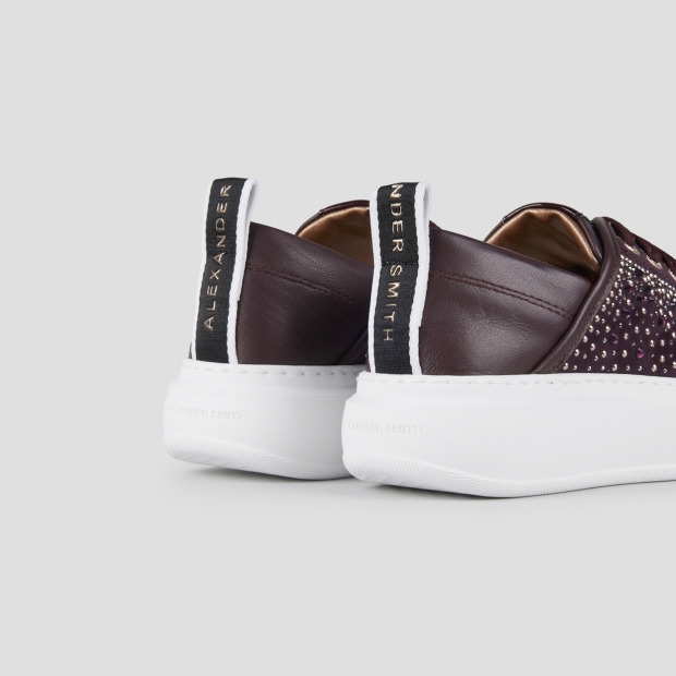 Sneakers Alexander Smith wembley woman in bordeaux leather and rhinestones - 4