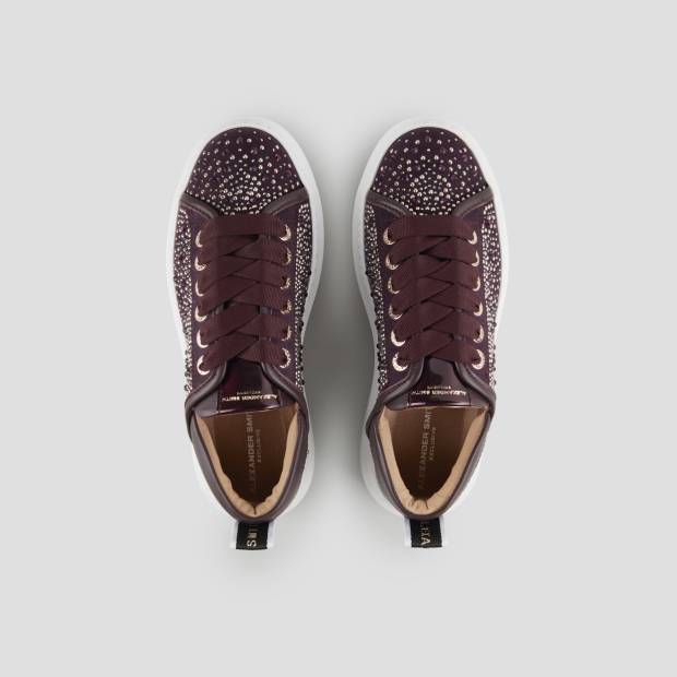 Sneakers Alexander Smith wembley woman in bordeaux leather and rhinestones - 5
