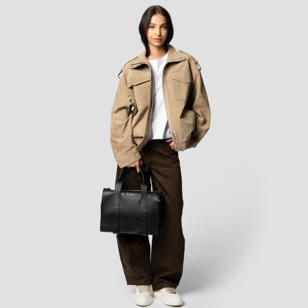 Sneakers Alexander Smith jane medium handbag with shoulder strap in black tumbled leather - 7