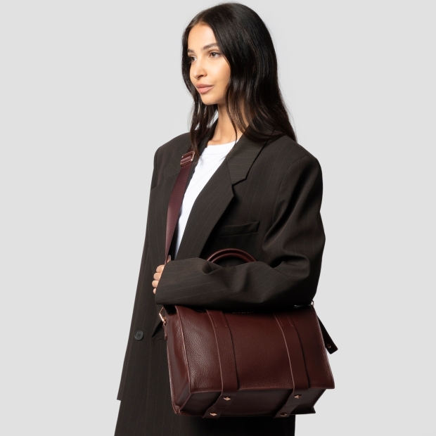 Sneakers Alexander Smith jane medium handbag with shoulder strap in bordeaux tumbled leather - 2