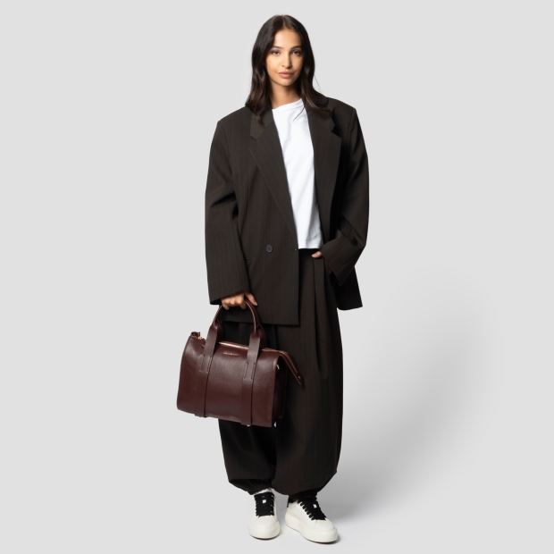 Sneakers Alexander Smith jane medium handbag with shoulder strap in bordeaux tumbled leather - 7