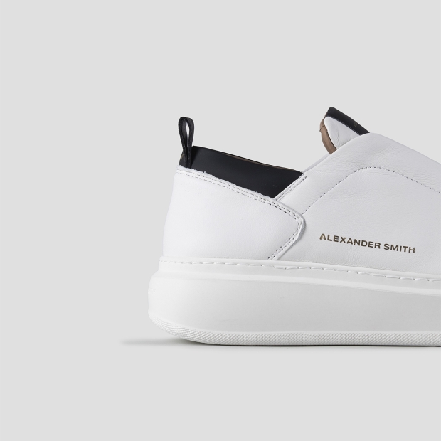 Sneakers Alexander Smith wembley slip-on man in smooth white leather with black details - 2