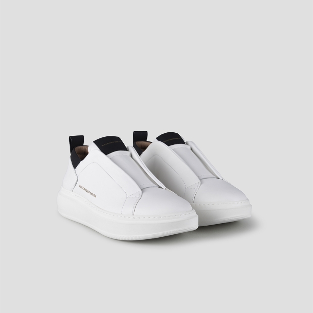 Sneakers Alexander Smith wembley slip-on man in smooth white leather with black details - 3