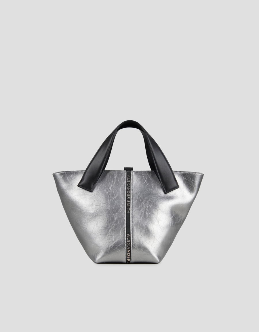 Sneakers Alexander Smith lauren small handbag with shoulder strap in dark silver laminated leather - 1