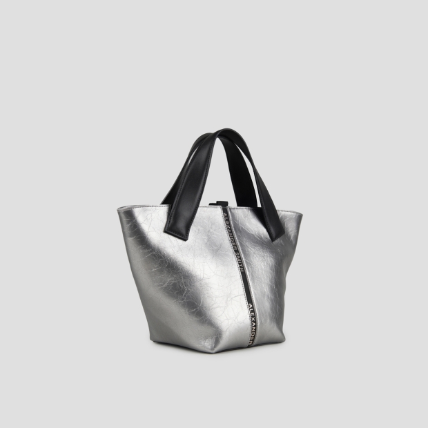 Sneakers Alexander Smith lauren small handbag with shoulder strap in dark silver laminated leather - 2