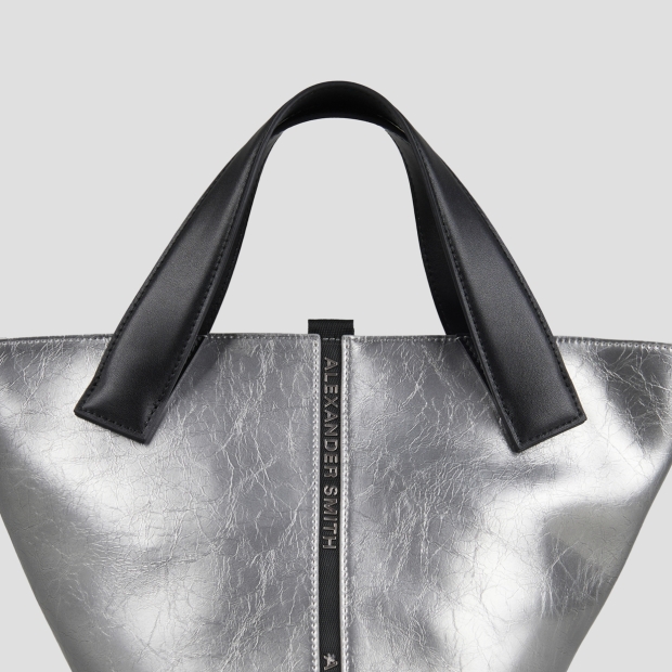 Sneakers Alexander Smith lauren small handbag with shoulder strap in dark silver laminated leather - 4