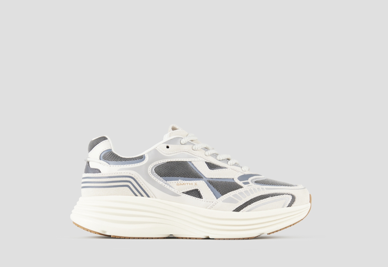 Sneakers Alexander Smith storm man in white leather and grey mesh - 1