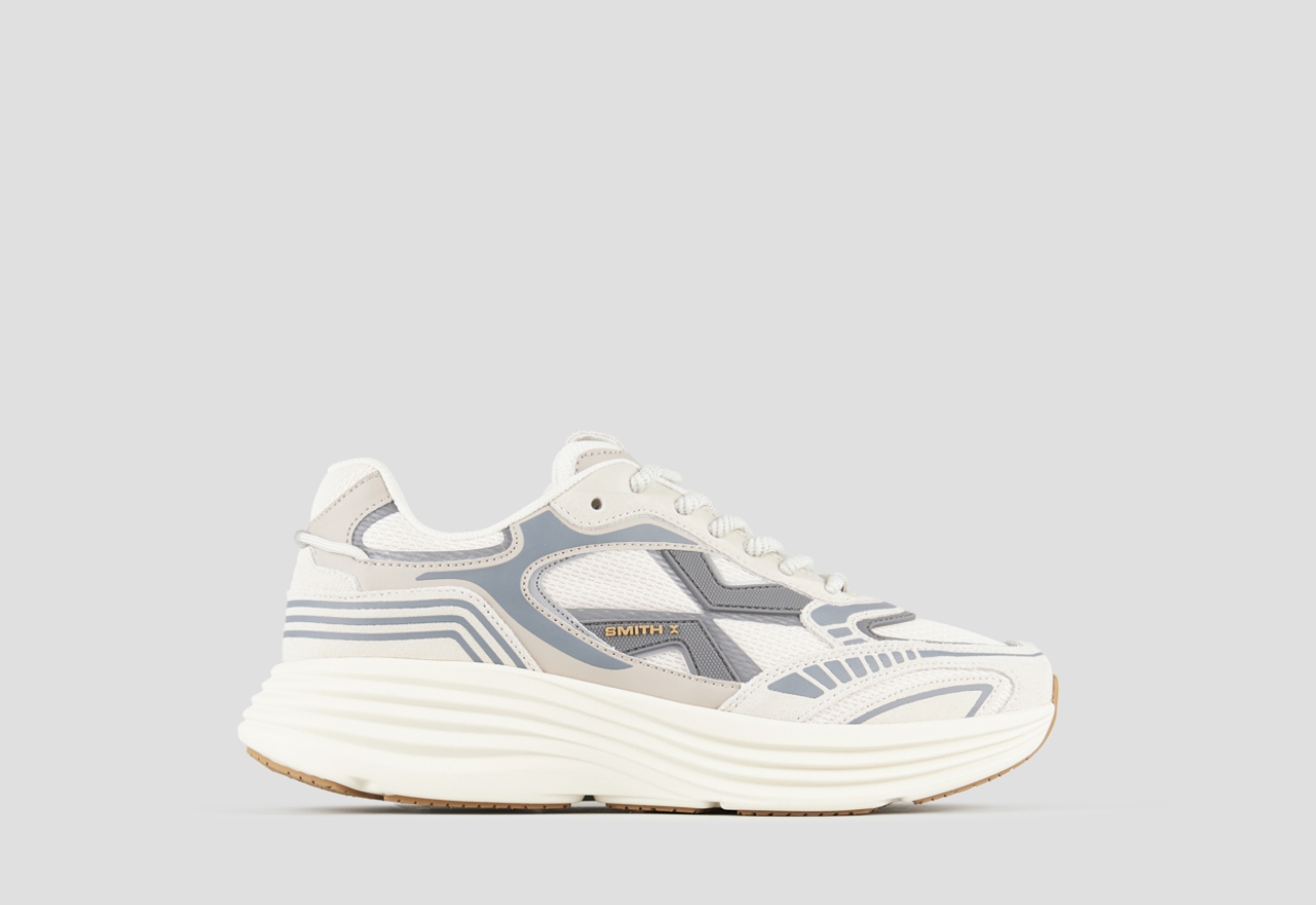 Sneakers Alexander Smith storm man in white leather and mesh with grey details - 1