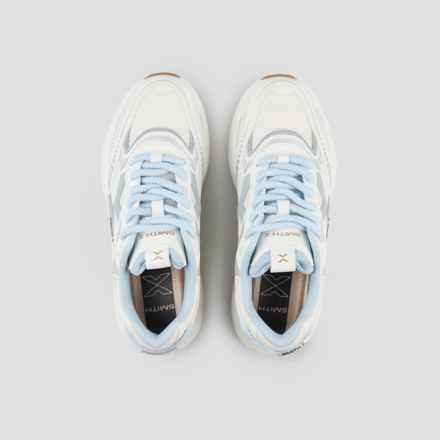 Sneakers Alexander Smith storm woman in white leather and mesh with azure details - 5