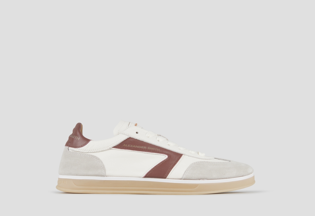 Sneakers Alexander Smith thames man in white leather, grey suede and wine logo - 1